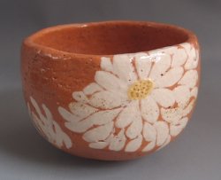画像1: 赤楽菊置上　茶碗