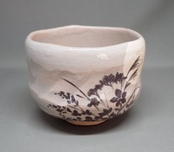 画像1: 秋草影絵茶碗　丸印