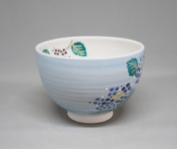 画像2: 青釉　紫陽花絵　茶碗