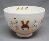 画像: 干支茶碗　ウサギの友達絵