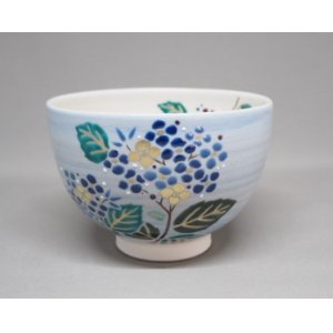 画像: 青釉　紫陽花絵　茶碗