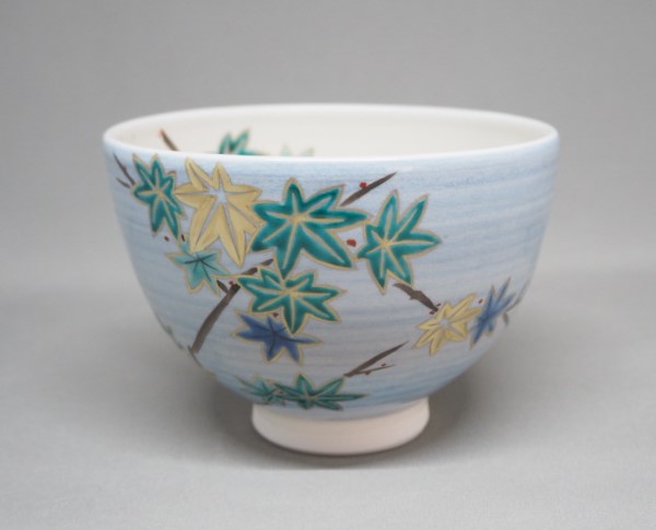 画像1: 青釉　青楓絵　茶碗